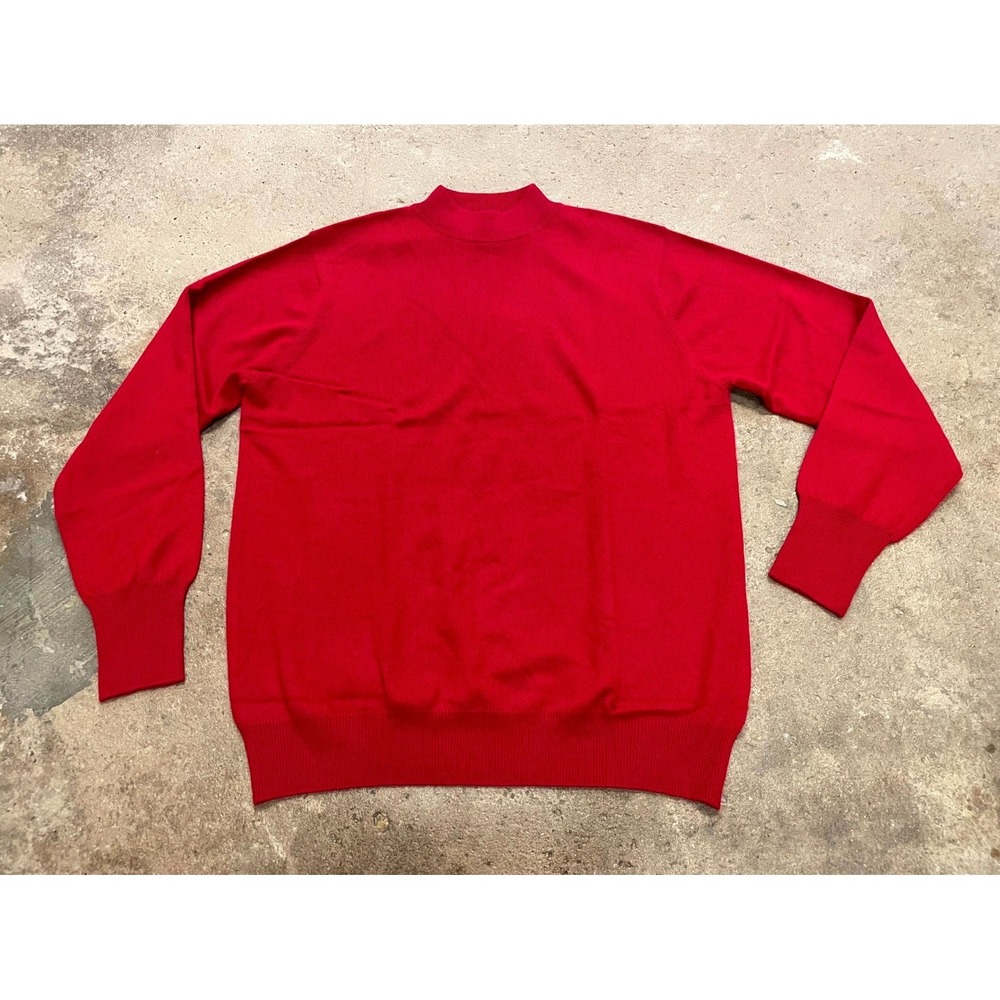 Shephe Sweater Mens XL Red Cashmere Tight Knit Mock Neck Pullover Long Sleeve